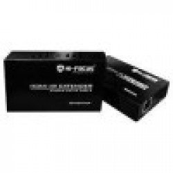 HIFOCUS HF-HEVIP200 HDMI extender extends HD signal up to 200 meters with a CAT 5e/6 cable, 1 IN and MULTI OUT via Network (LAN)Switch.  NVR OUT TO HDMI TRANSMITTER (USING HDMI CABLE). TRANSMITTER OUT PUT TO LAN PORT OR NETWORK SWITCH (USING CAT-6 CA